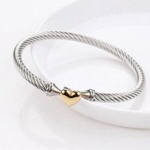 Elegant Silver and Gold Heart Bracelet . stainless steel
